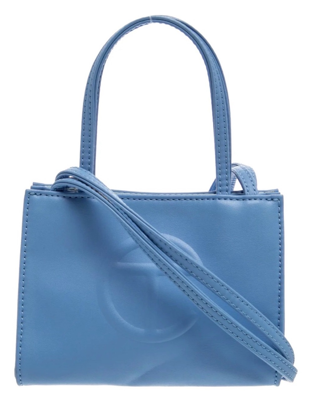 NWOT Authentic Telfar Cerulean Blue Vegan Leather Small Shopping Bag